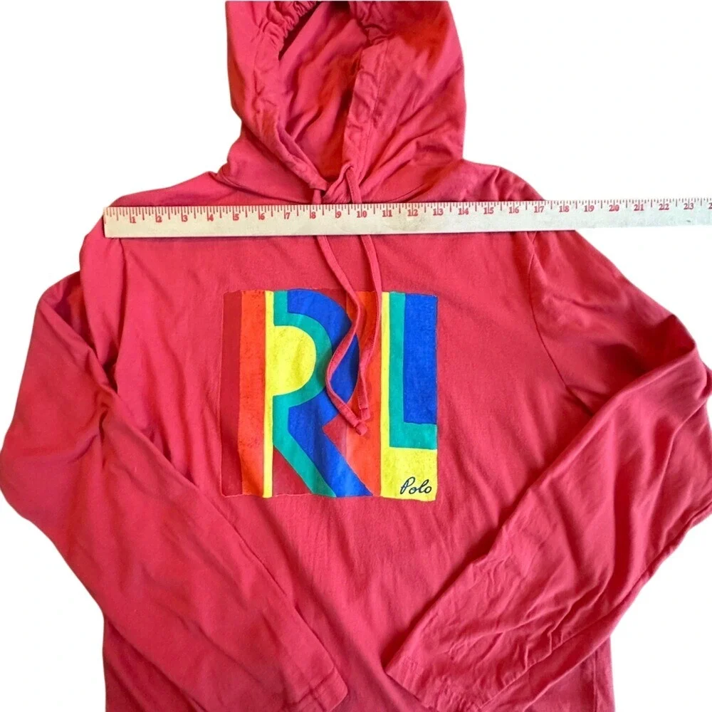 Polo Ralph Lauren Hooded T-Shirt Mens Medium Red Multi-Color RL‎ Graphic